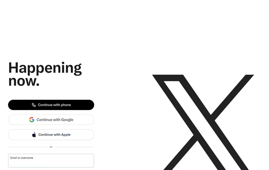 X web sitesi önizlemesi